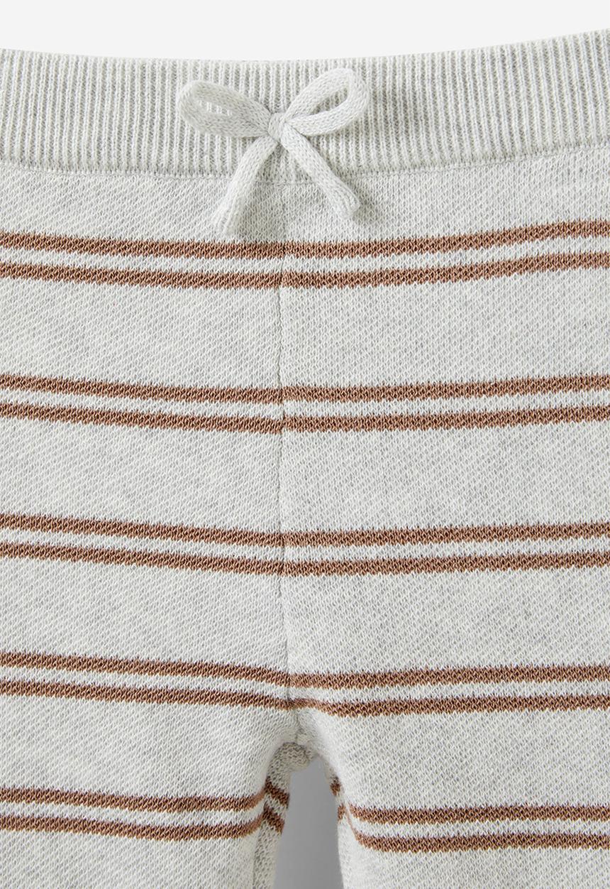 Cotton On - Cohen relaxed knit pant - cloud marle/oatmilk double stripe