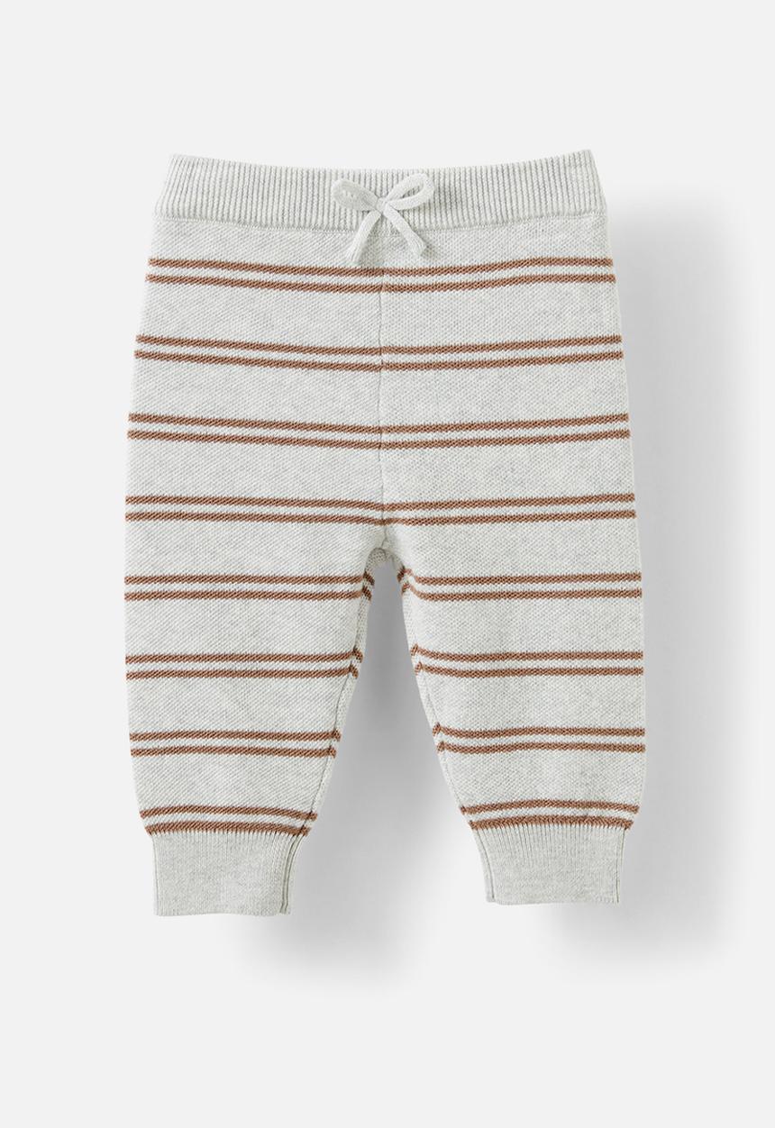 Cotton On - Cohen relaxed knit pant - cloud marle/oatmilk double stripe