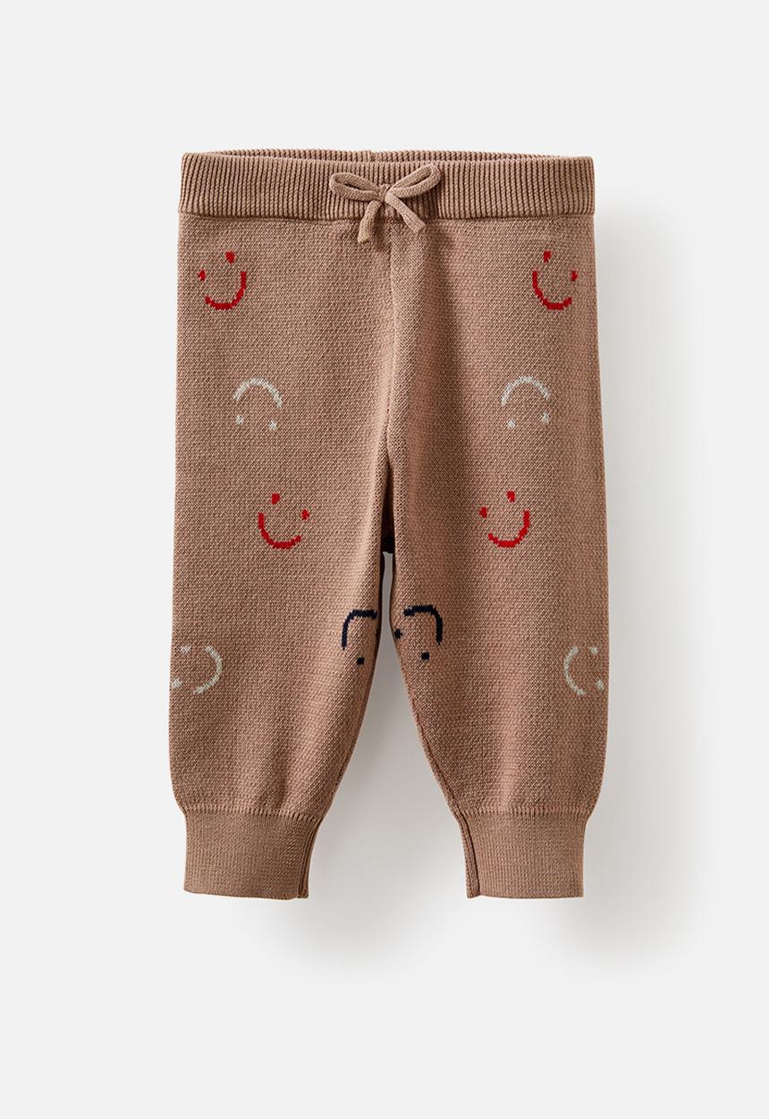 Cotton On - Cohen relaxed knit pant - oatmilk/varsity red summer smiles