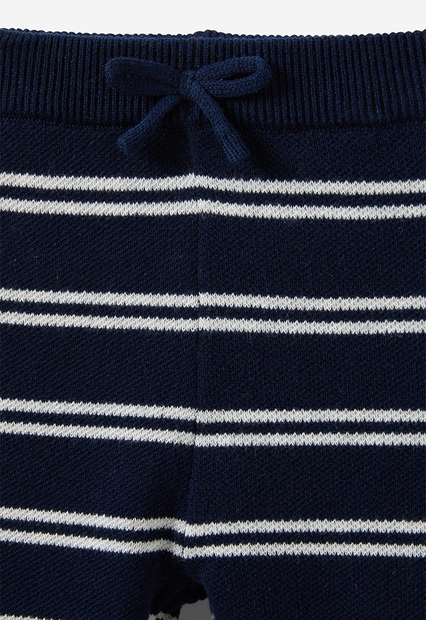 Cotton On - Cohen relaxed knit pant - navy ink/cloud marle double stripe