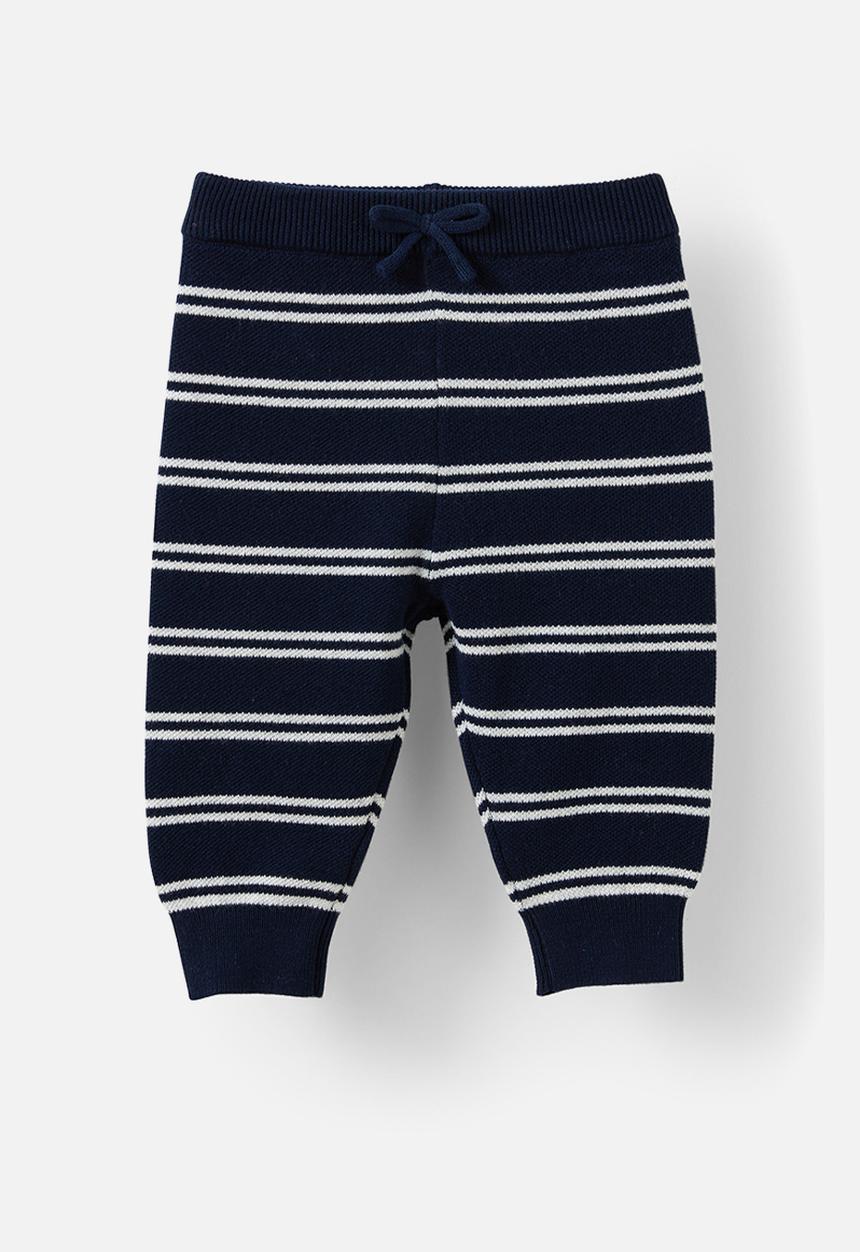Cotton On - Cohen relaxed knit pant - navy ink/cloud marle double stripe