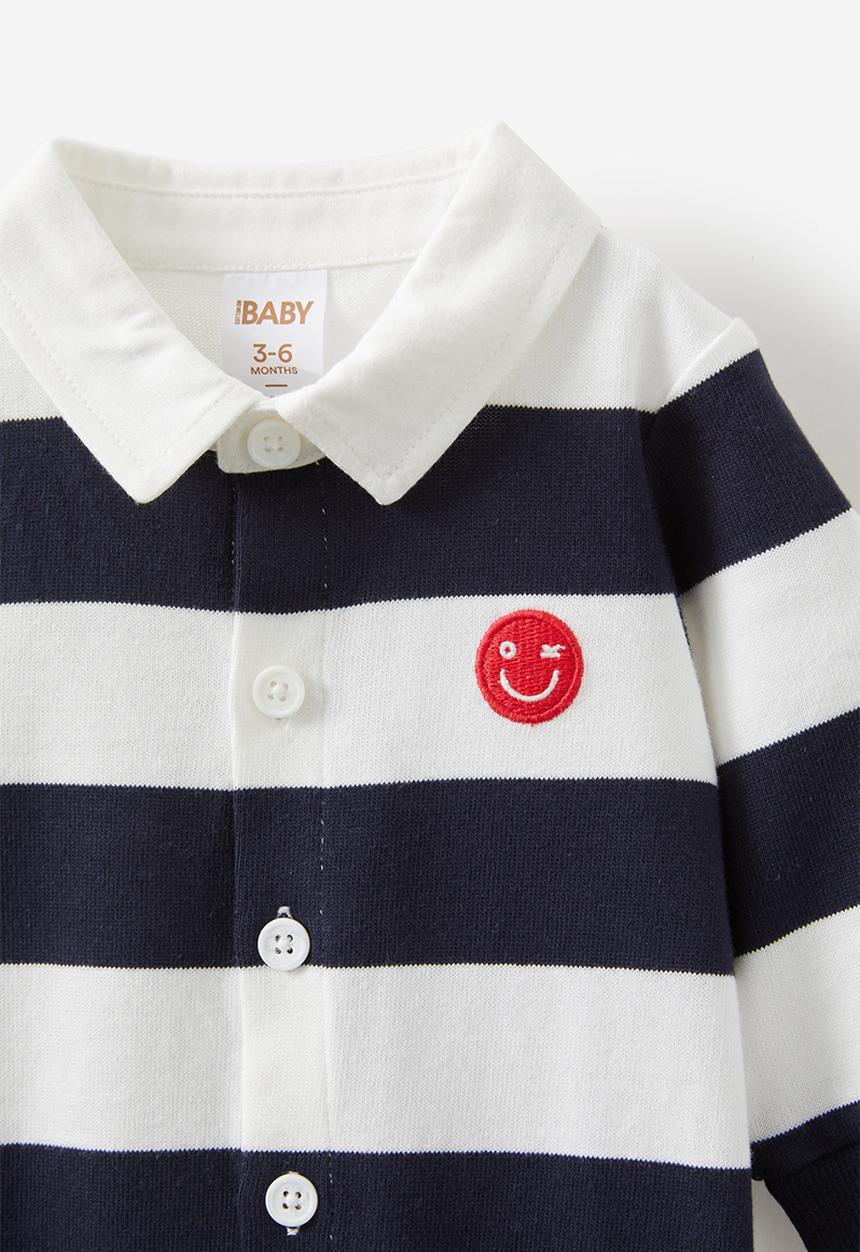 Cotton On - Tallow rugby all-in-one - vanilla/navy ink stripe