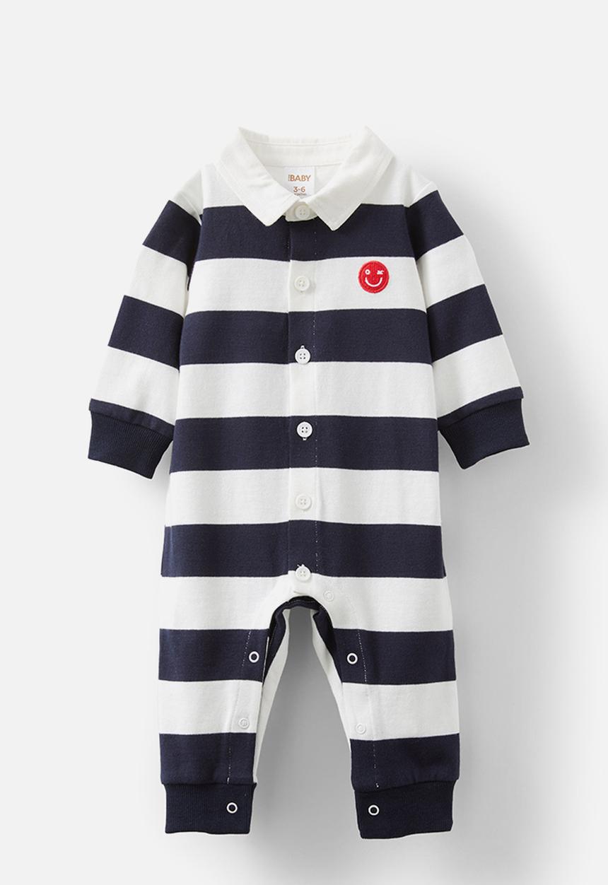Cotton On - Tallow rugby all-in-one - vanilla/navy ink stripe