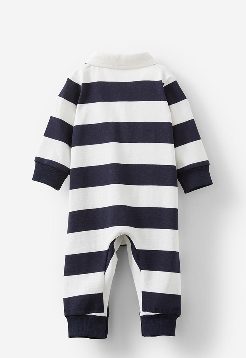 Cotton On - Tallow rugby all-in-one - vanilla/navy ink stripe