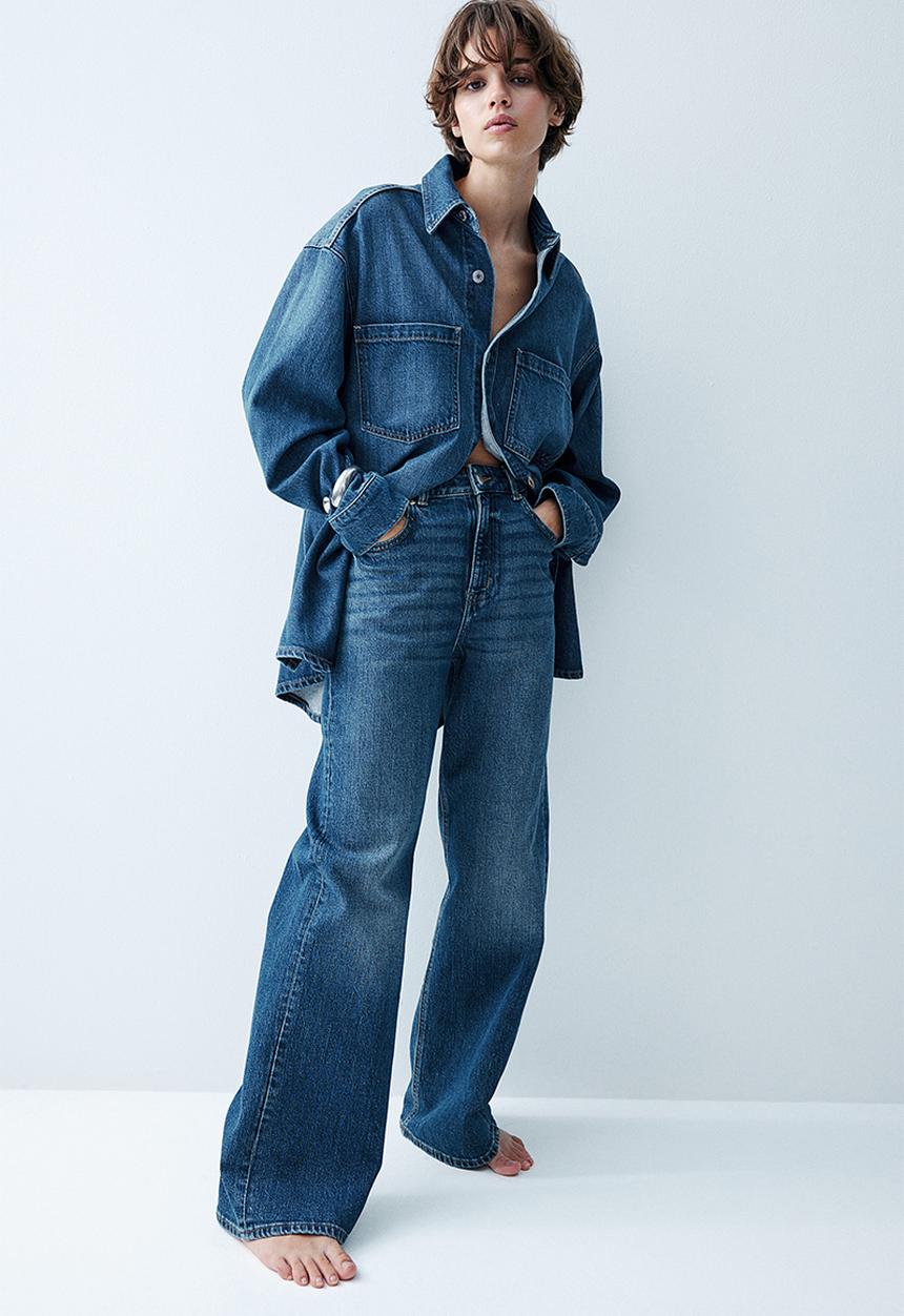 H&M - Wide high jeans - denim blue