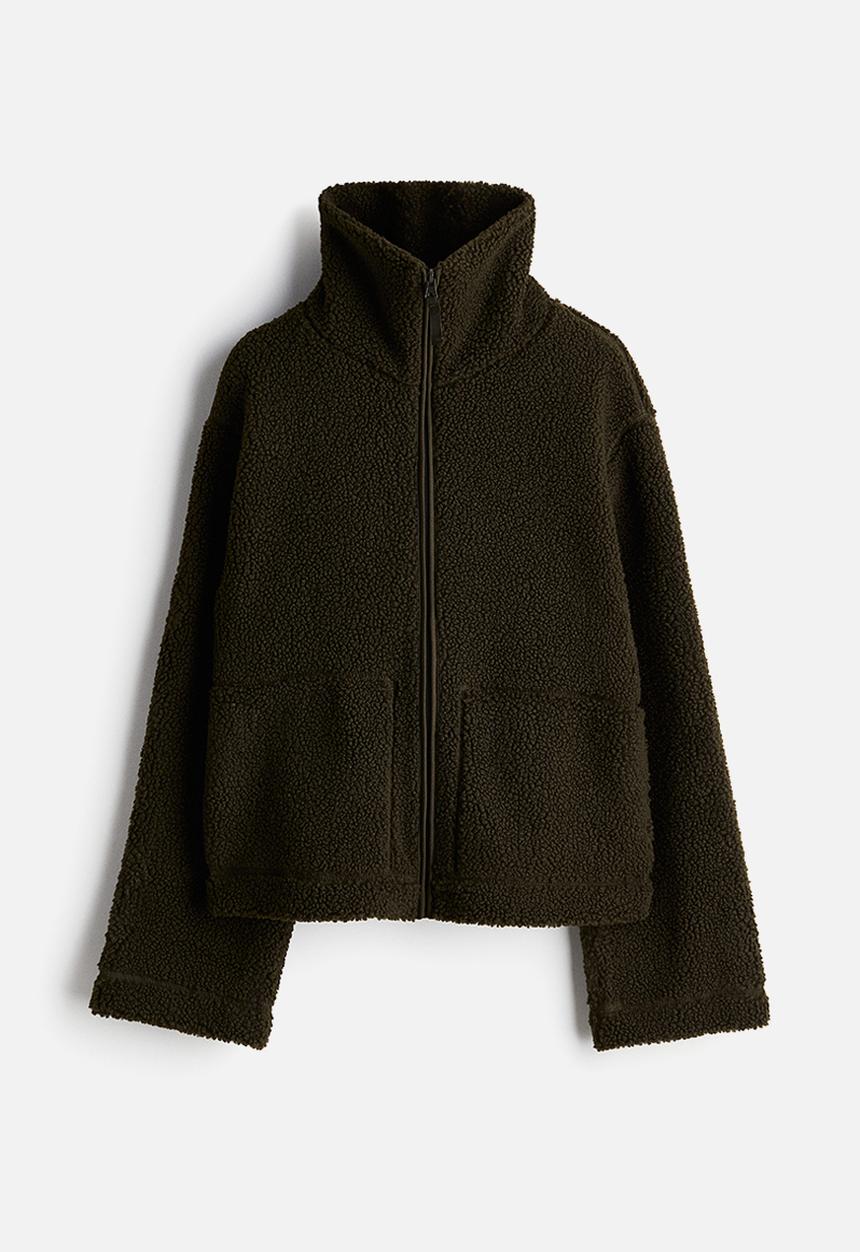 H&M - Teddy jacket - dark khaki green