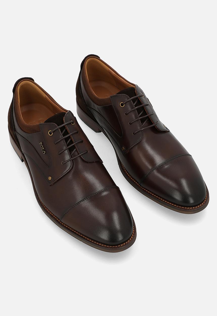 POLO - PERFORATED GIBSON LACE UP - BROWN