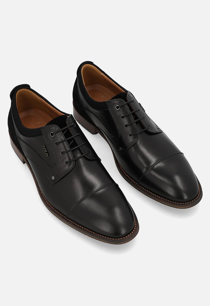 POLO - PERFORATED GIBSON LACE UP - BLACK
