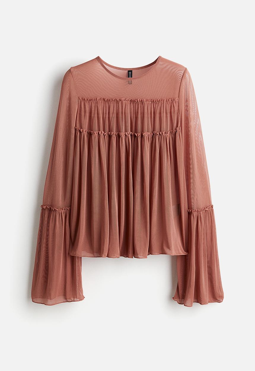 H&M - Layered mesh top - apricot