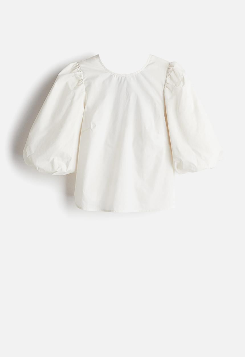 H&M - Lyocell-blend tie-detail blouse - cream