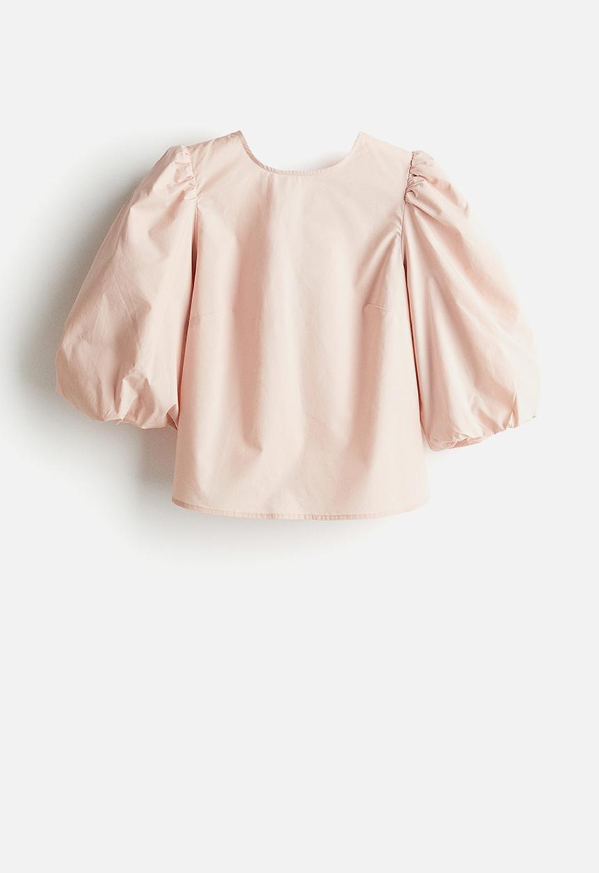 H&M - Lyocell-blend tie-detail blouse - light pink