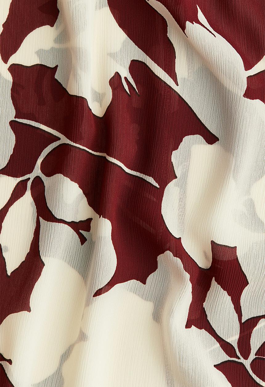 H&M - Crinkled chiffon blouse - dark red/cream floral