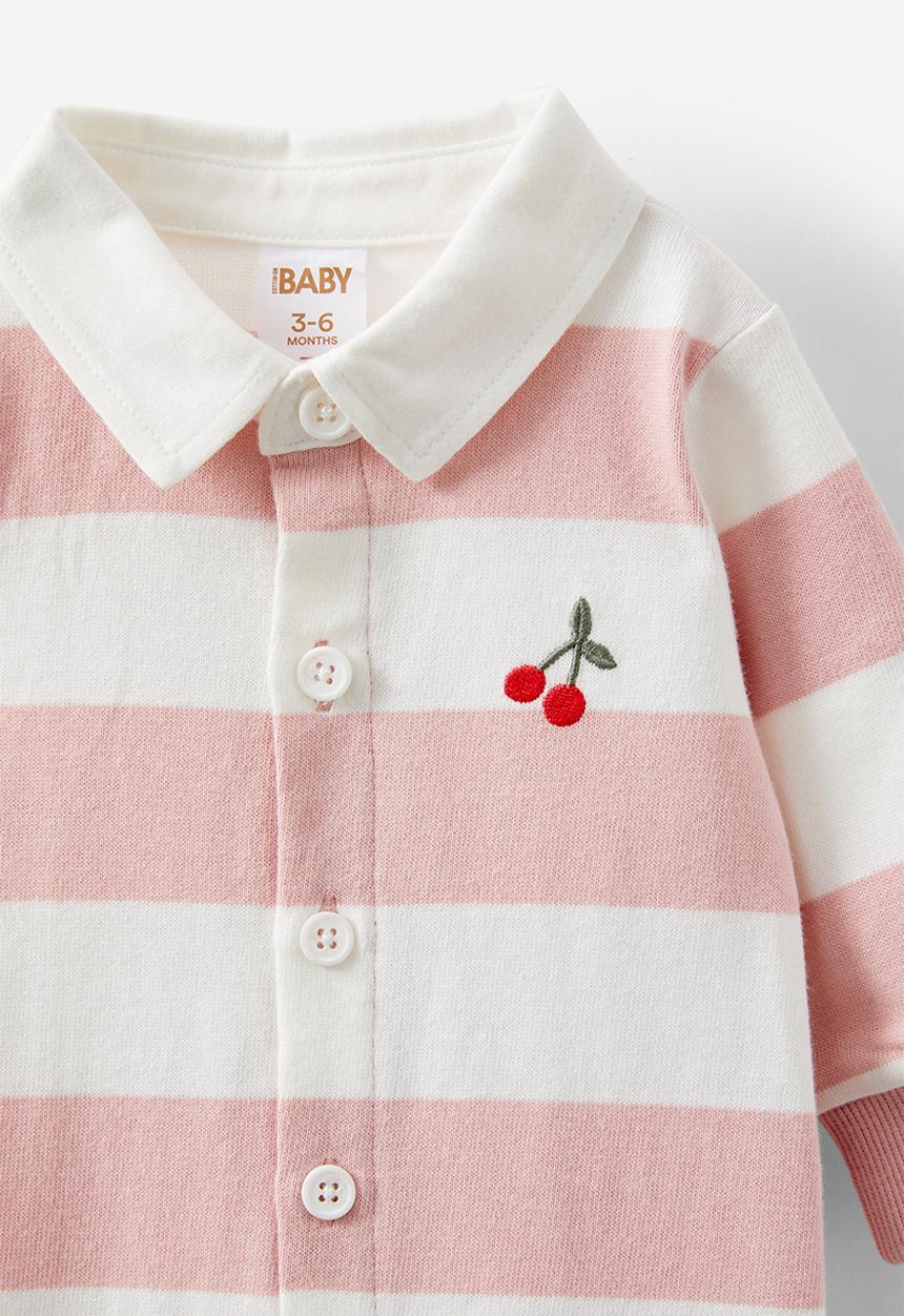 Cotton On - Tallow rugby all-in-one - vanilla/zephyr stripe