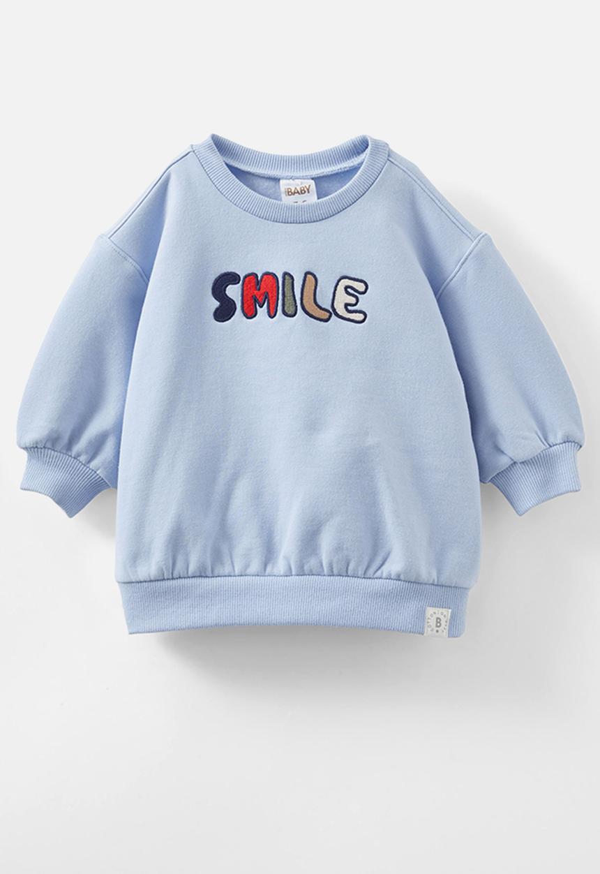 Cotton On - Riley sweater - dawn blue/smile