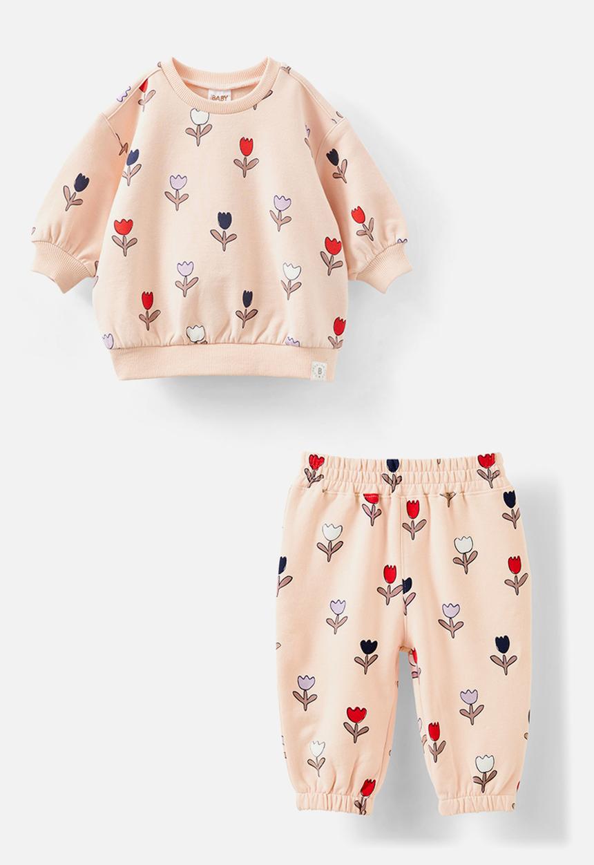 Cotton On - Bundle riley sweater & trackpant - pink pearl/tahlia tulip