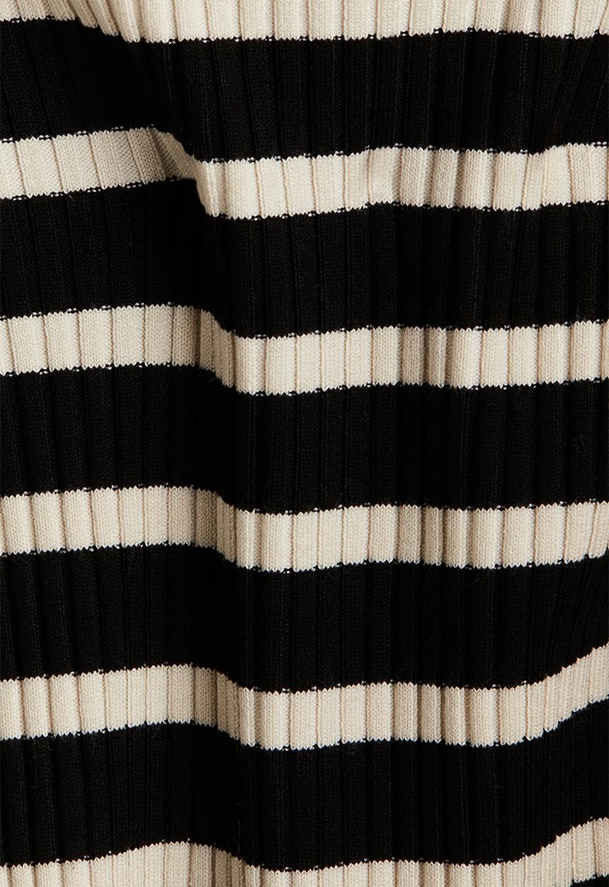 H&M - Rib-knit boat-neck top - black striped