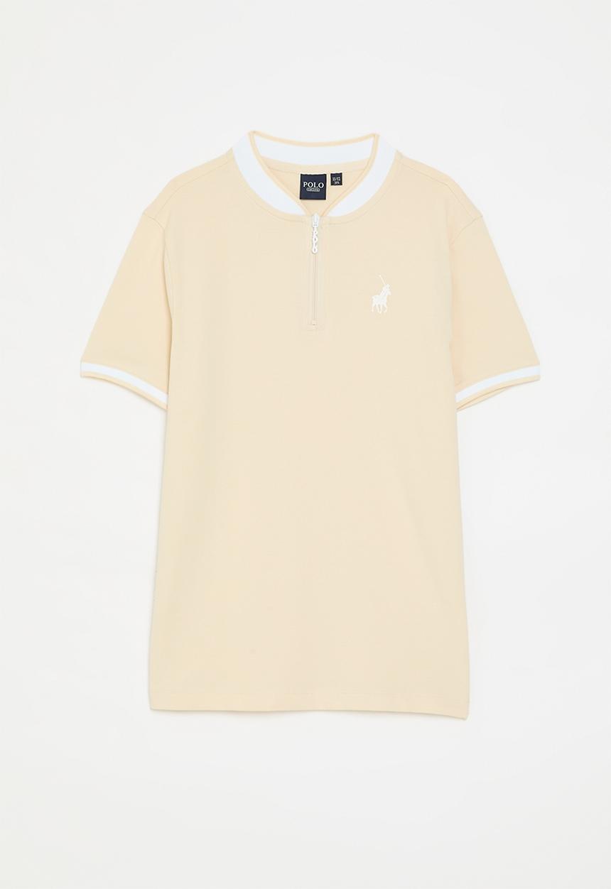 POLO - Girls hailey short sleeve quarter zip golfer - sand