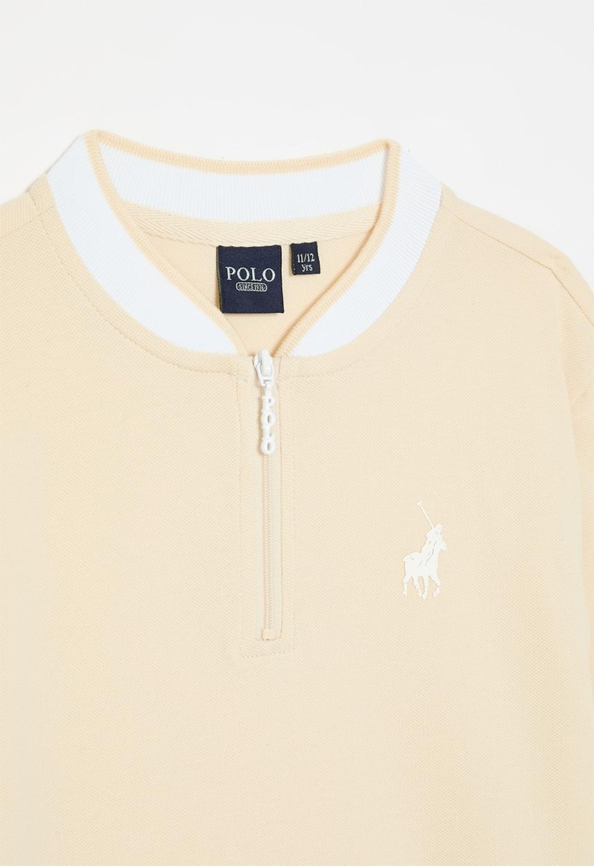 POLO - Girls hailey short sleeve quarter zip golfer - sand