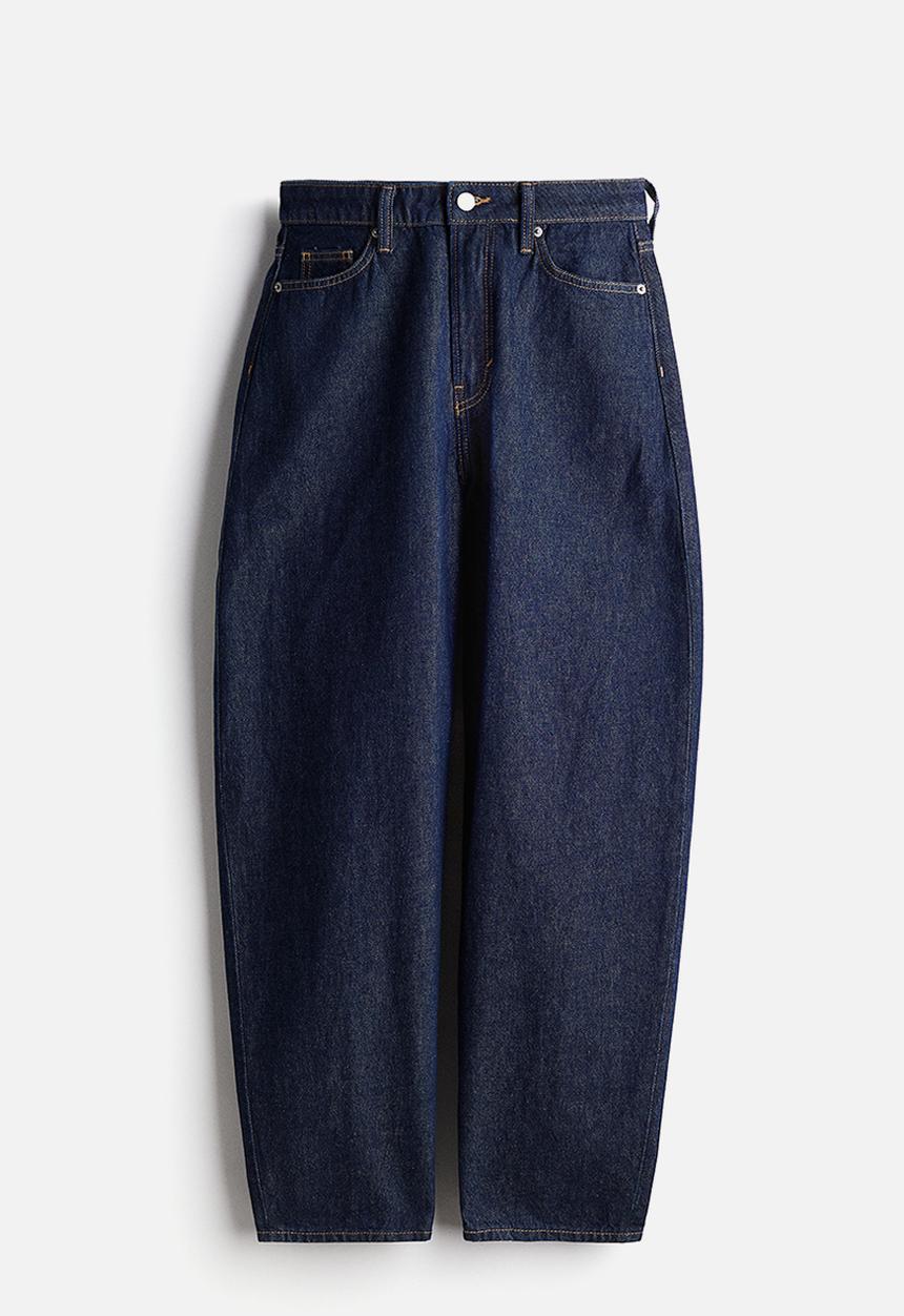 H&M - Barrel high jeans - dark denim blue