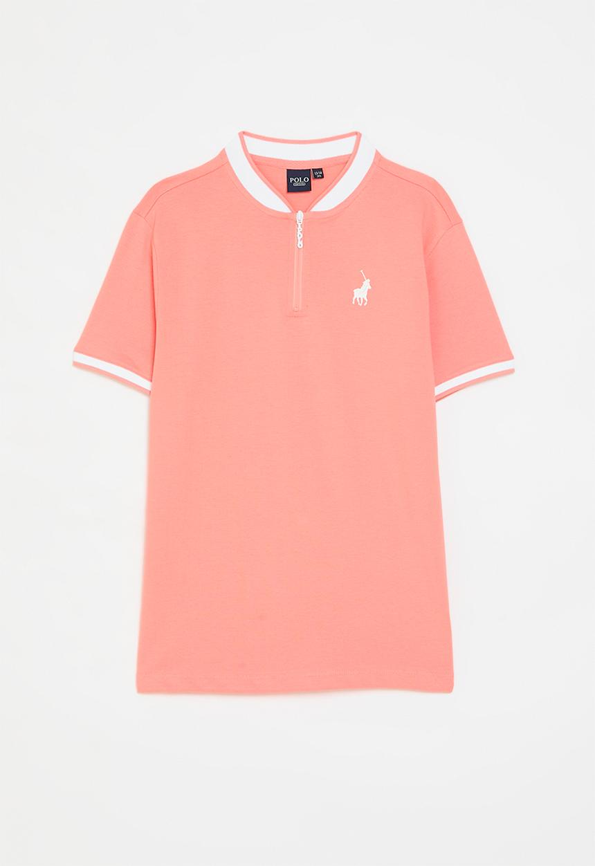 POLO - Girls hailey short sleeve quarter zip golfer - peach