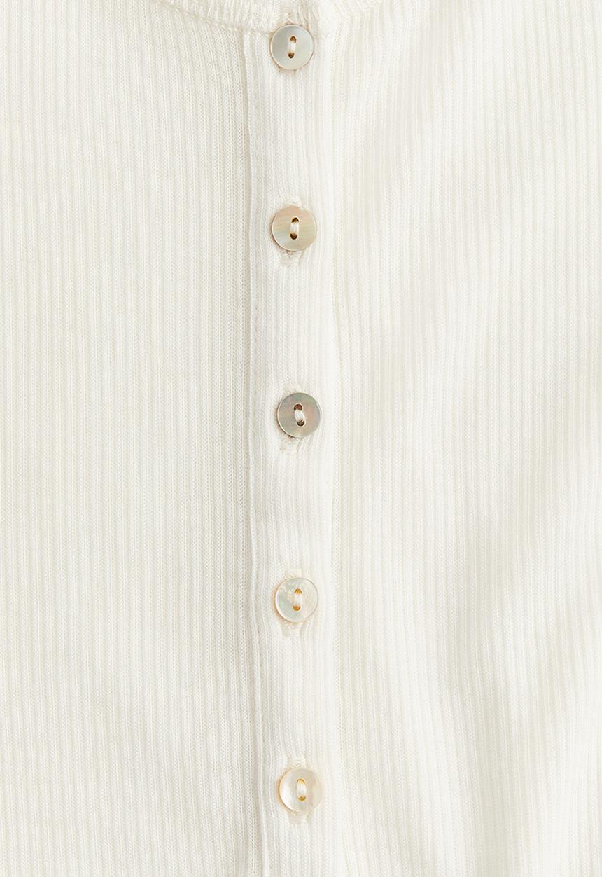 H&M - Short-sleeved henley top - white