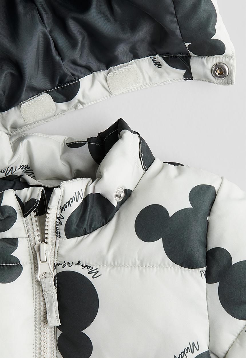H&M - Appliquéd puffer jacket - light grey/mickey mouse