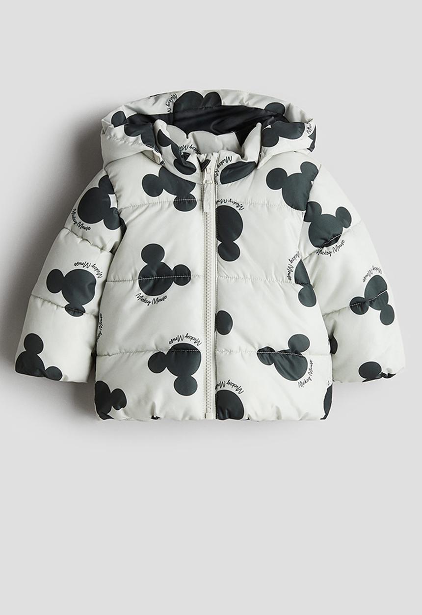 H&M - Appliquéd puffer jacket - light grey/mickey mouse