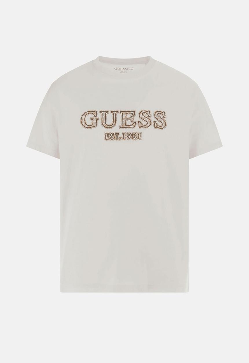 GUESS - SS CN GUESS Embro Tee - Vanilla Cream