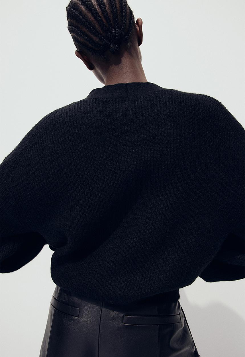 H&M - Rib-knit cardigan - black