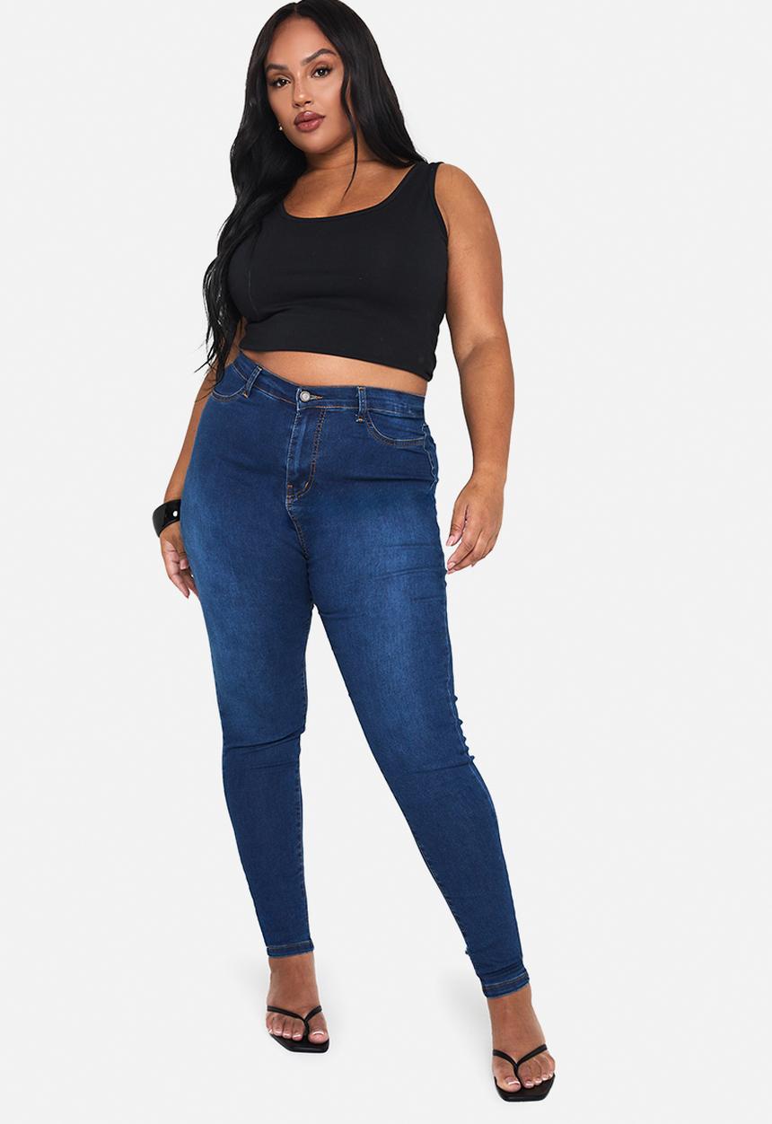 boohoo - Plus Butt Shaper High Stretch Skinny Jeans - mid blue