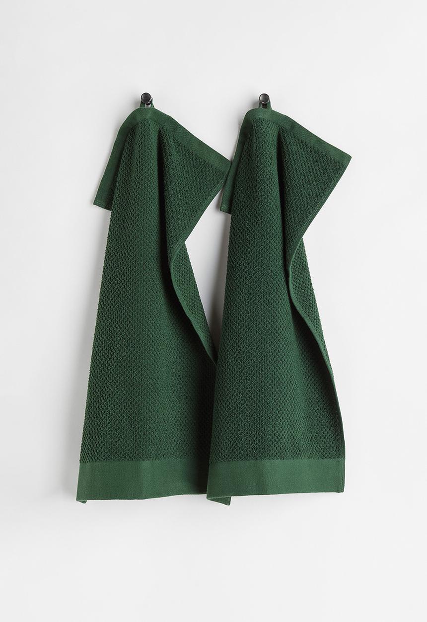 H&M - 2-pack cotton terry guest towels - green