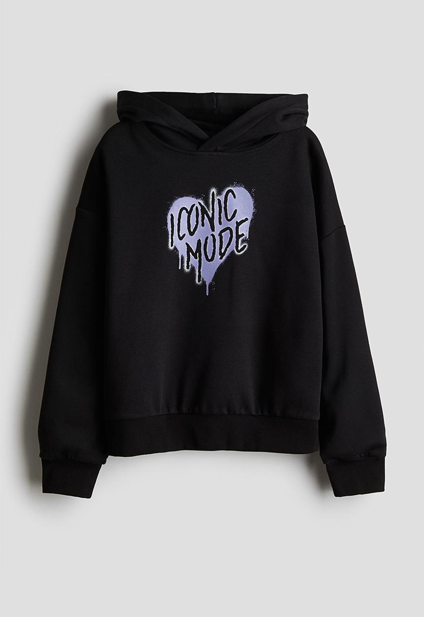 H&M - Printed hoodie - black & iconic mode