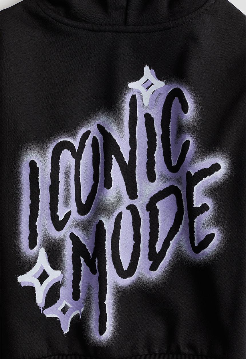 H&M - Printed hoodie - black & iconic mode