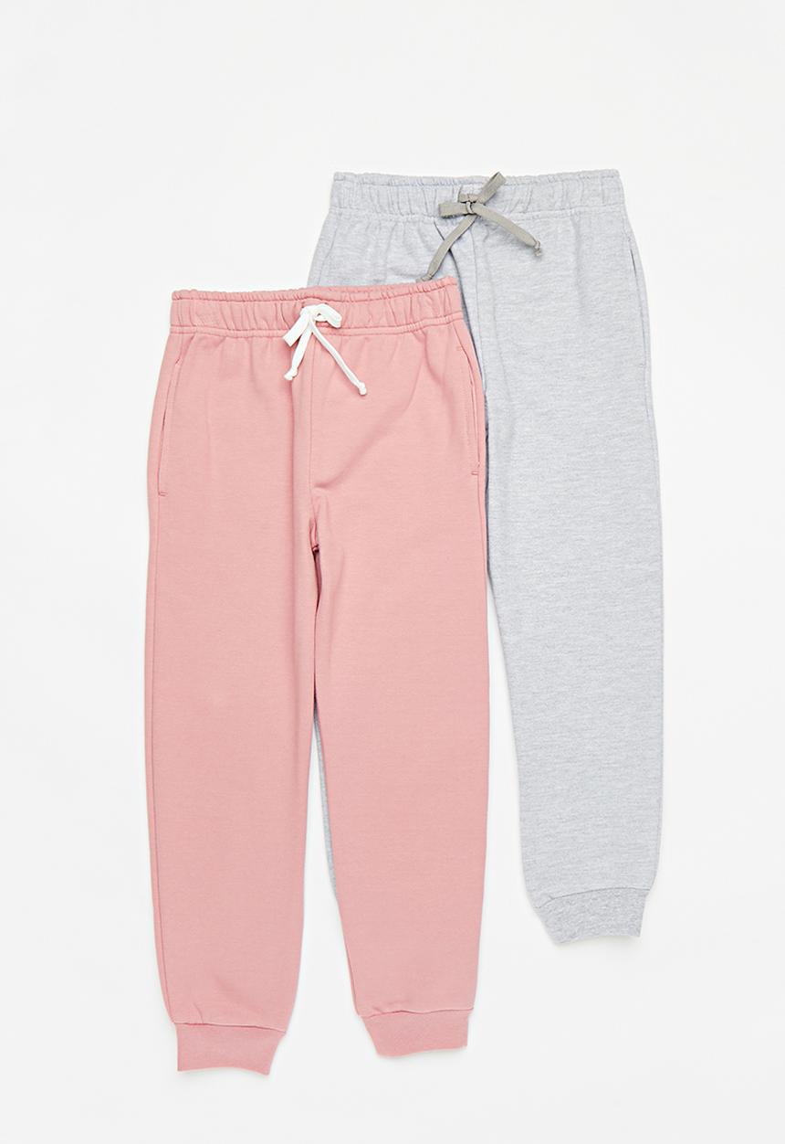 Pop Candy - 2 Pack jogger - grey mel & dusty pink