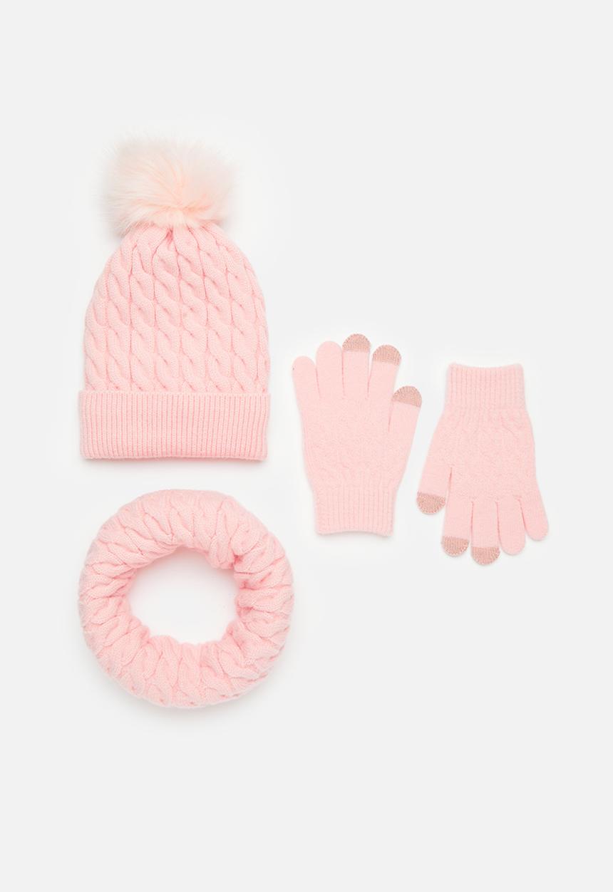 Pop Candy - 3 Piece beanie set-pink
