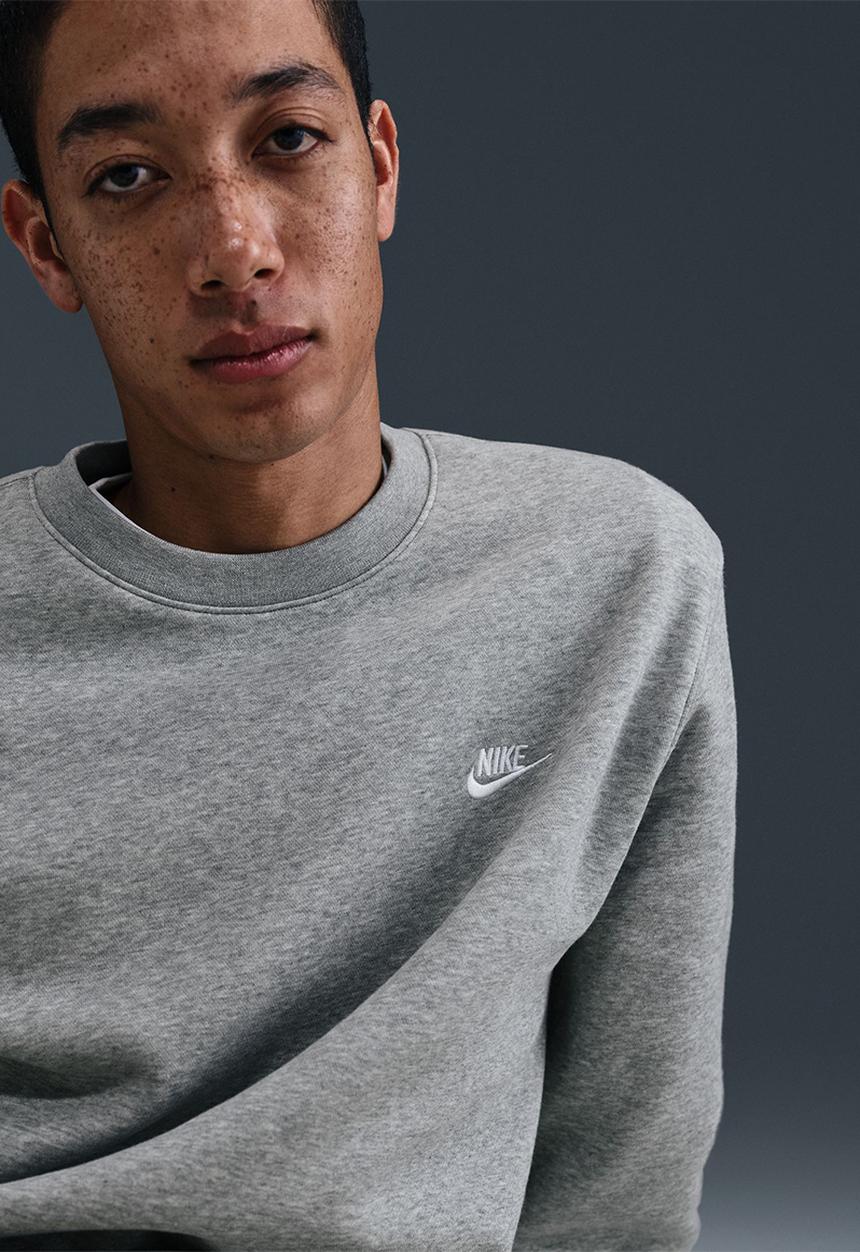 Nike - NSW Club BB Crew - Dk Grey Heather/White