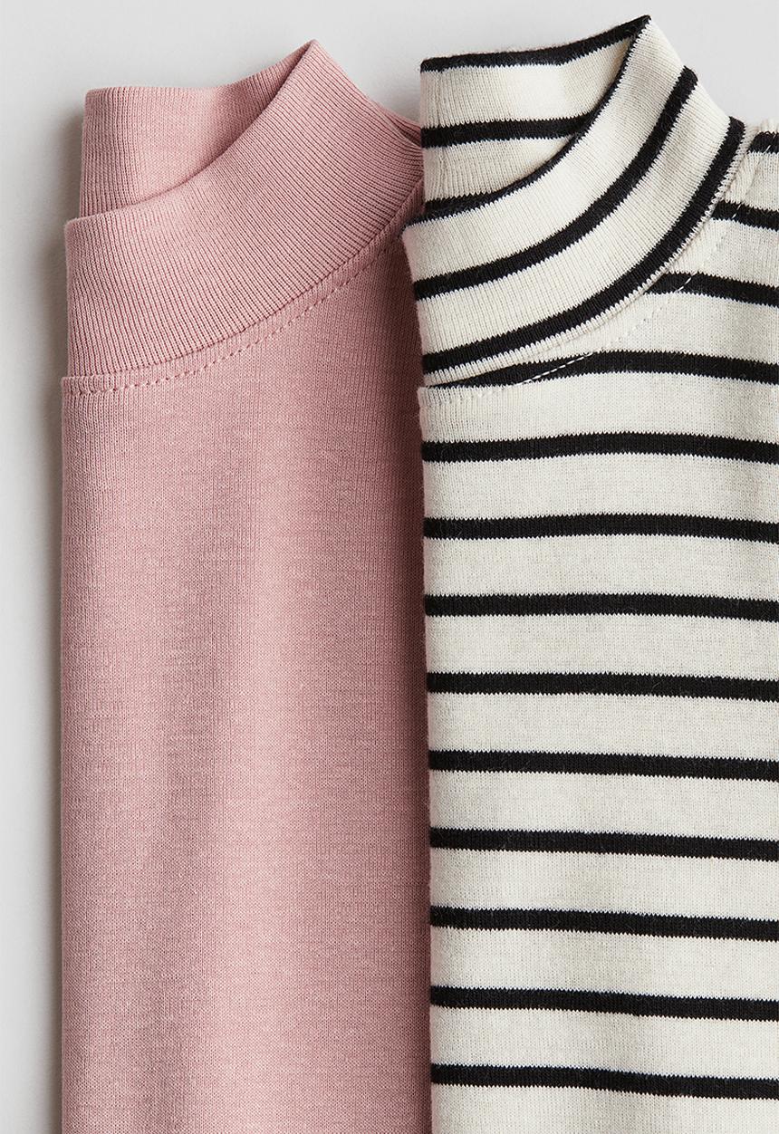 H&M - 2-Pack polo-neck tops - pink striped