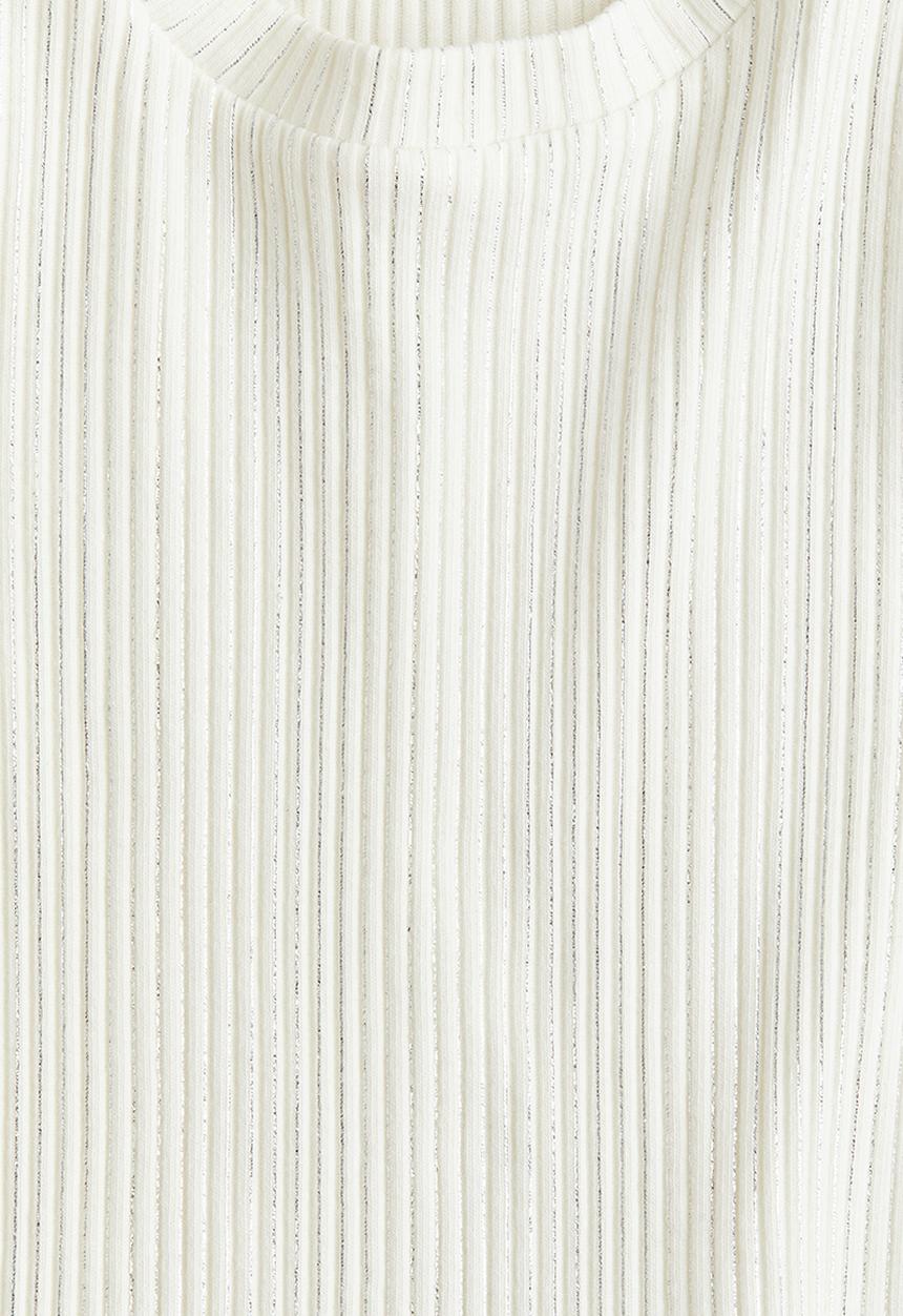 H&M - Flare-sleeve jersey top - white & silver-coloured