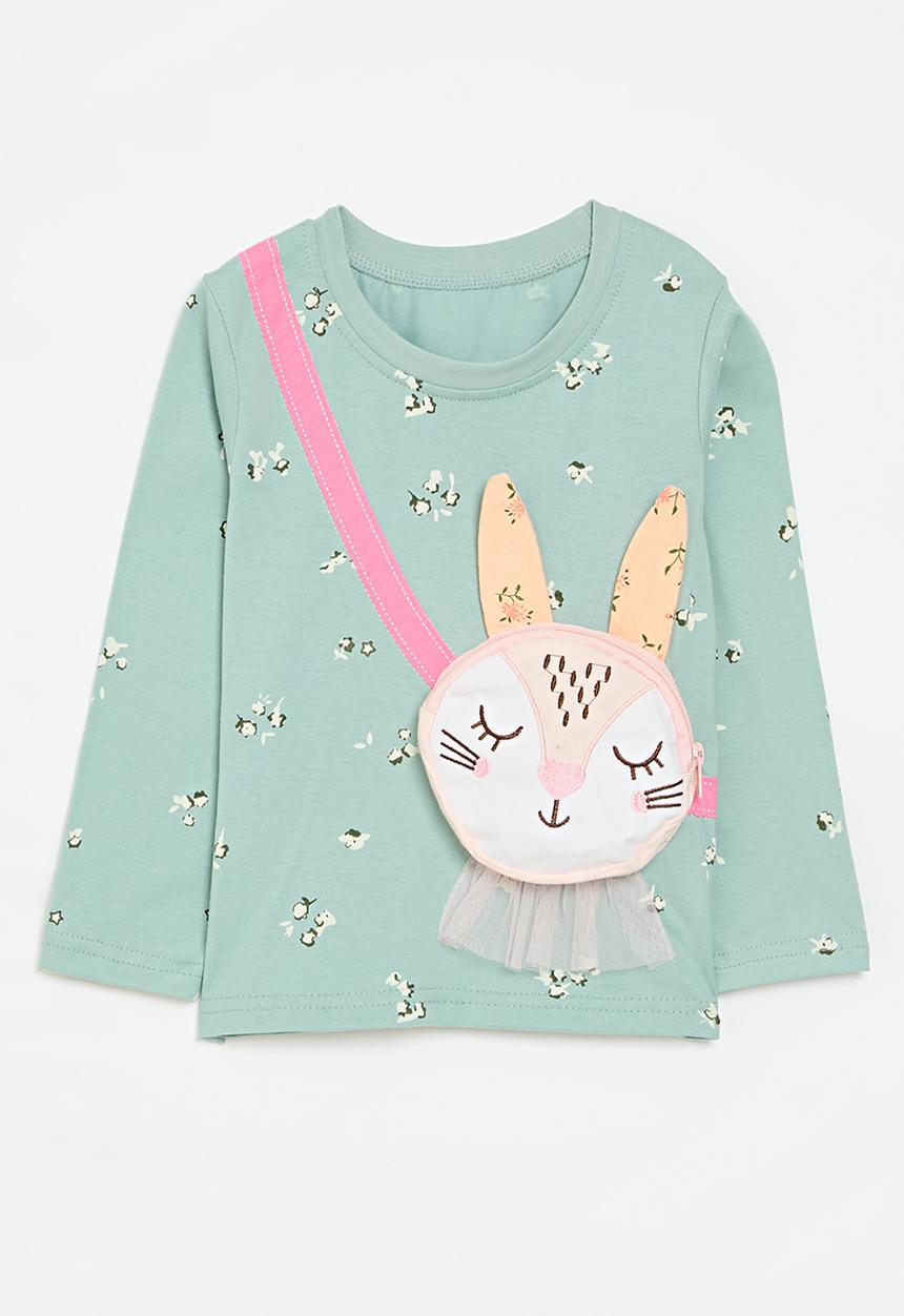 Pop Candy - Applique crew neck tee - sage green
