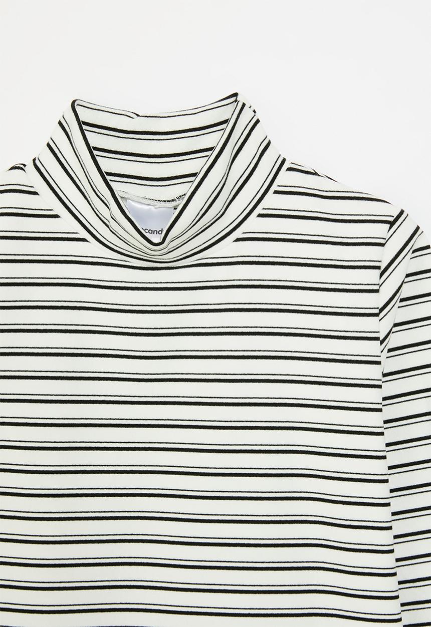 Pop Candy - Striped poloneck - grey & white