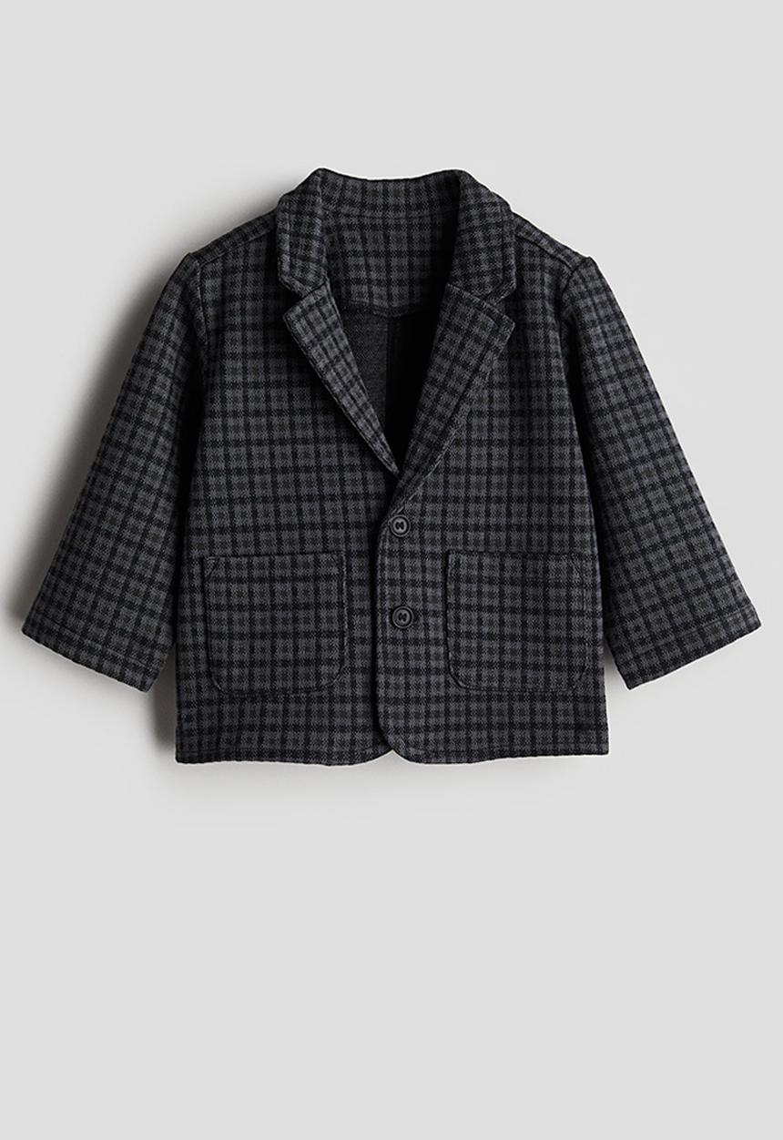 H&M - Jersey jacket - dark grey checked