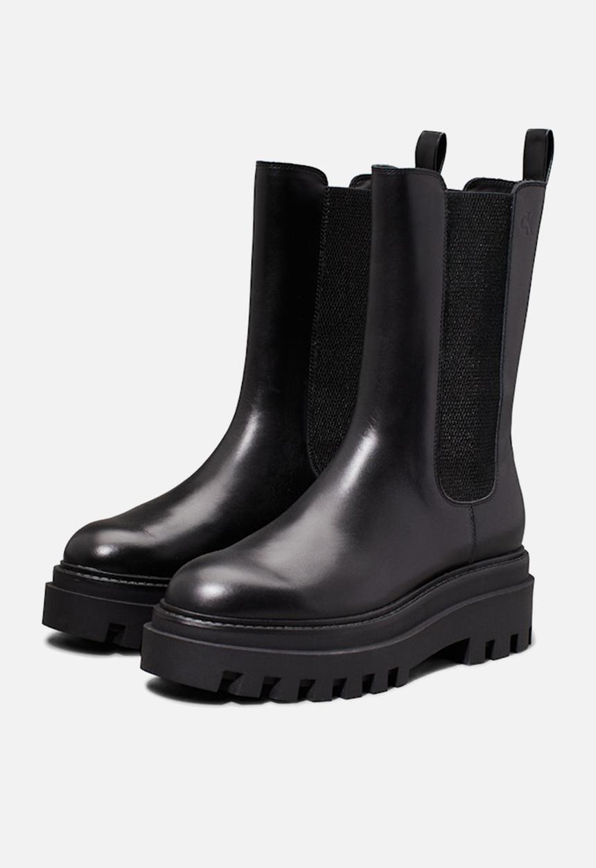 Calvin Klein - Flatform leather chelseas boot - triple black
