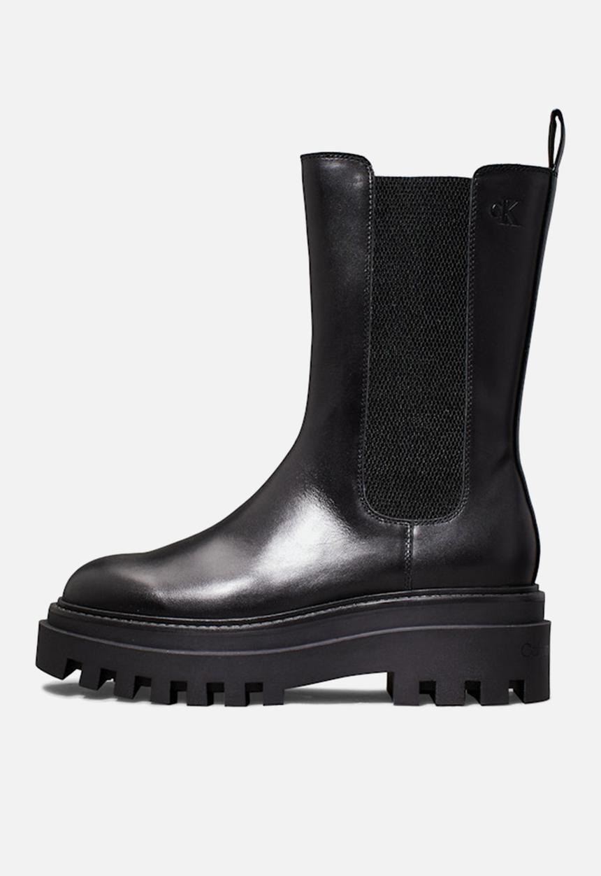 Calvin Klein - Flatform leather chelseas boot - triple black