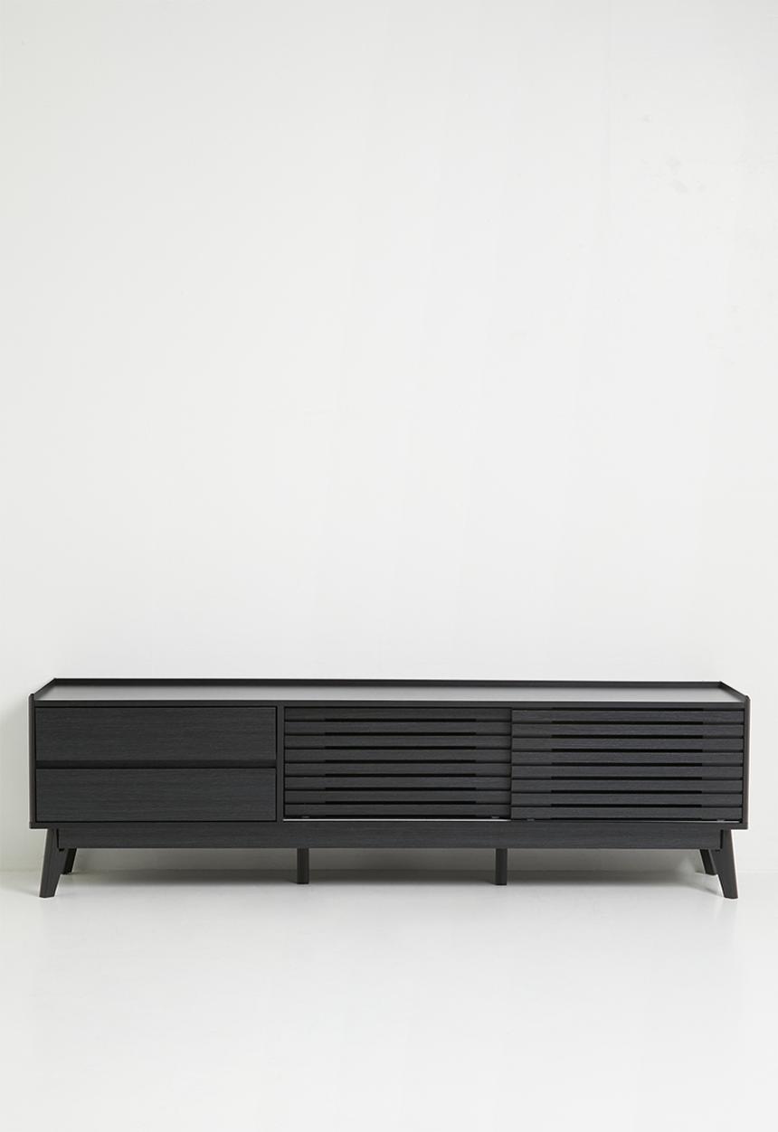 Sixth Floor - Slatted tv unit-black