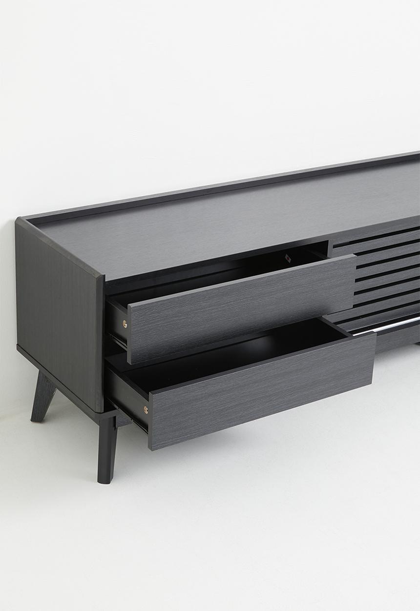 Sixth Floor - Slatted tv unit-black
