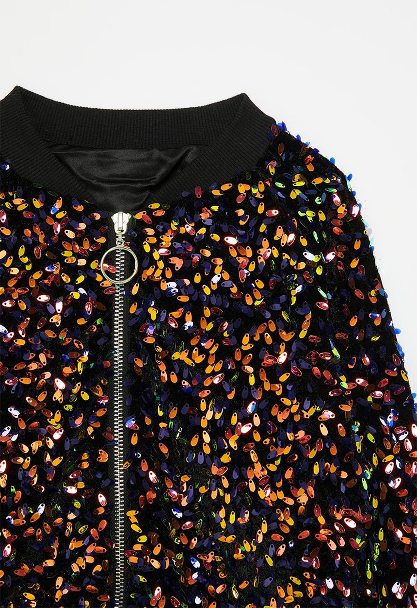Pop Candy - Sequinned bomber jacket - black