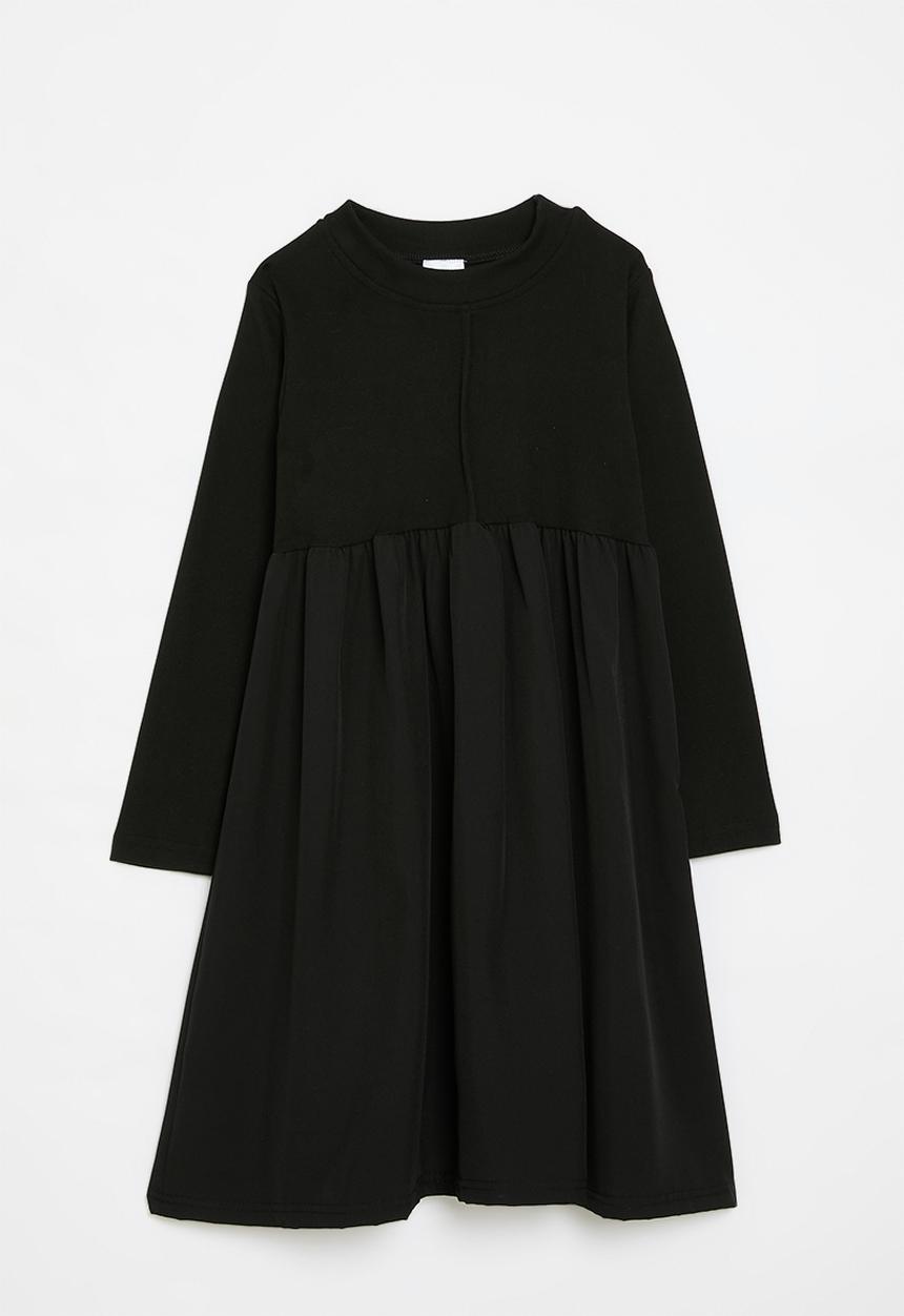 Pop Candy - Long sleeve crew neck dress-black