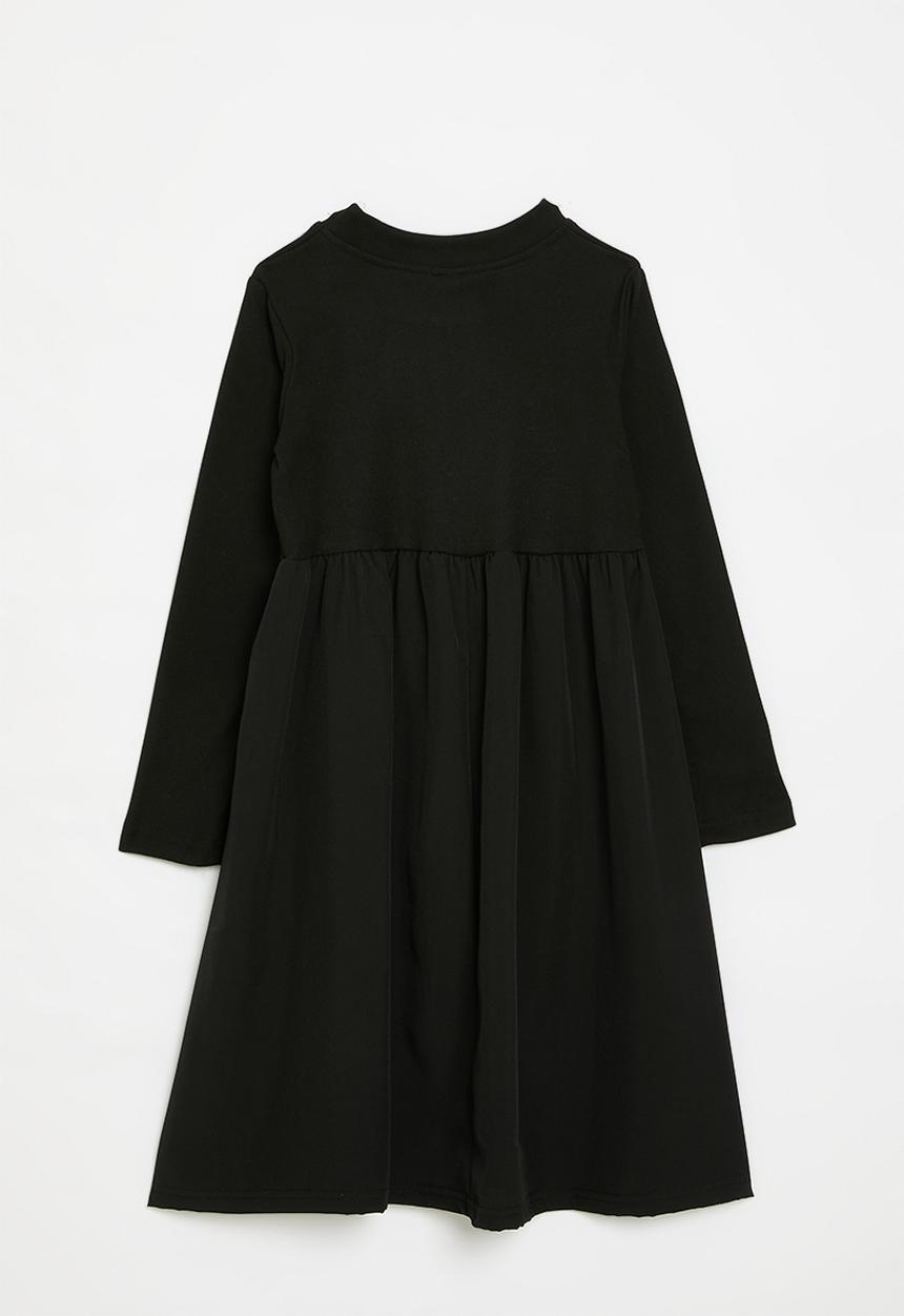 Pop Candy - Long sleeve crew neck dress-black