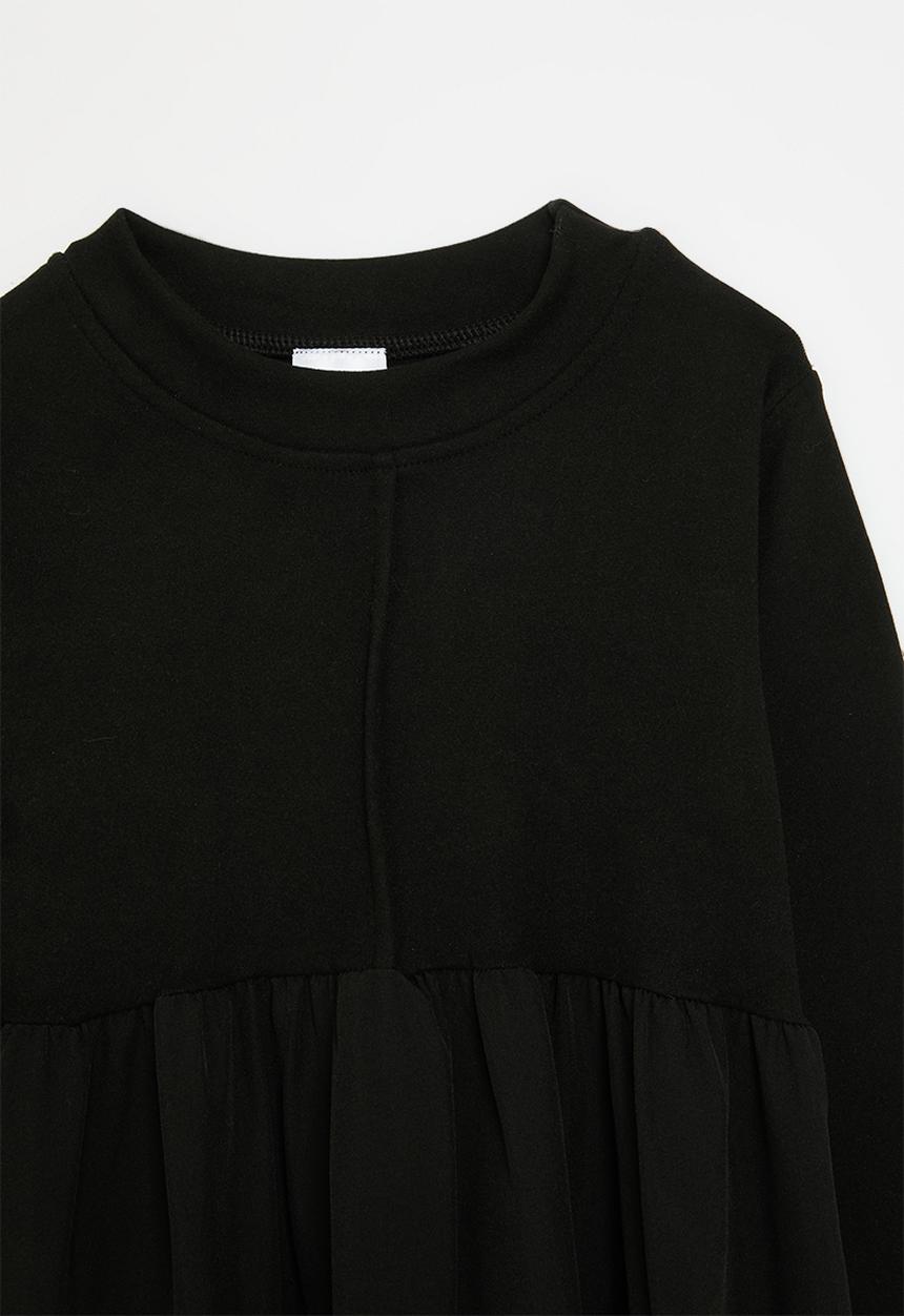 Pop Candy - Long sleeve crew neck dress-black