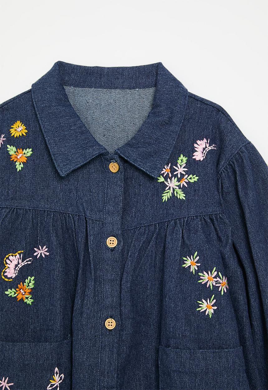Pop Candy - Button down denim dress-dark blue